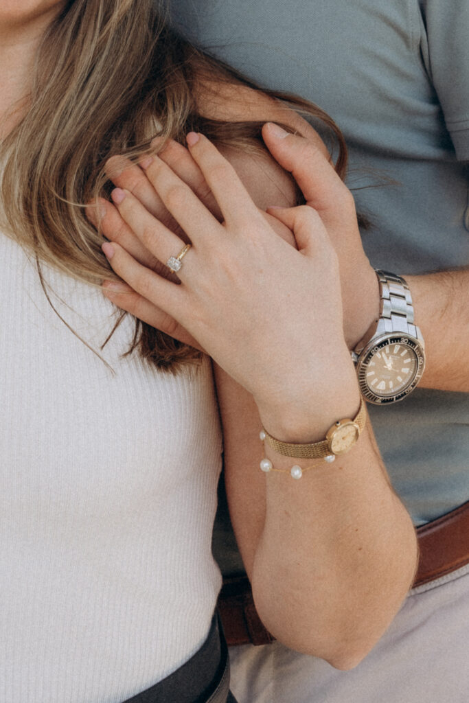 Summer engagement proposal in the heart of Prague - detail of the ring