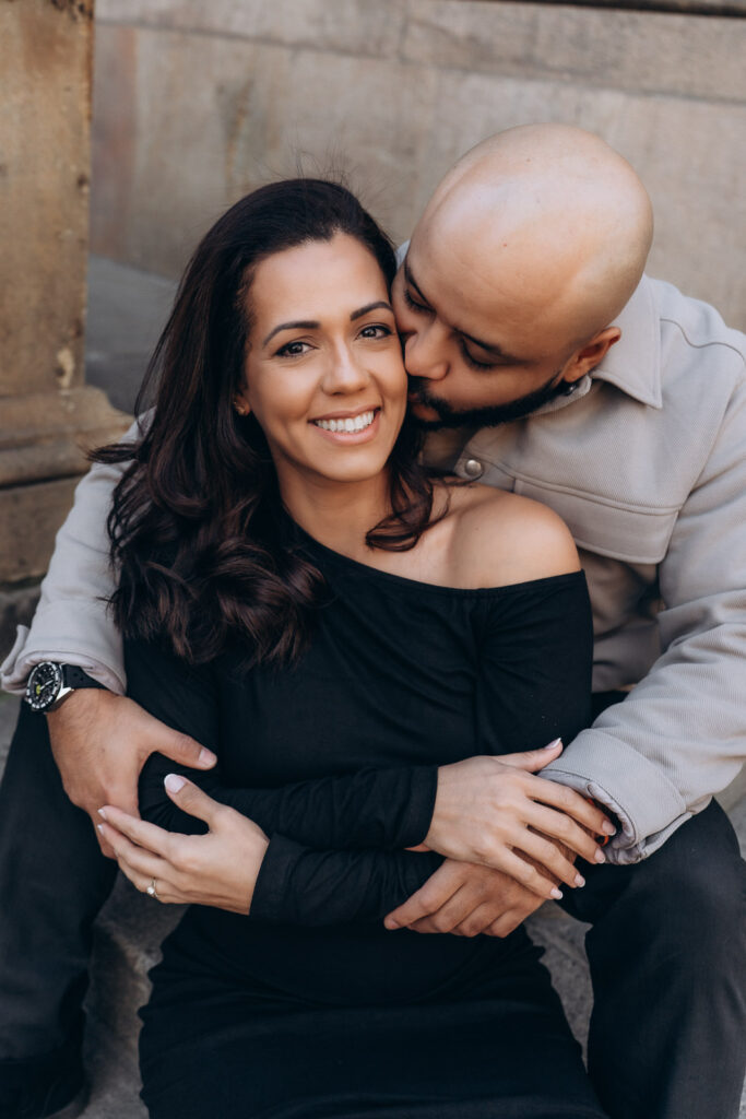 Romantic engagement photoshoot at sunset by National Theatre