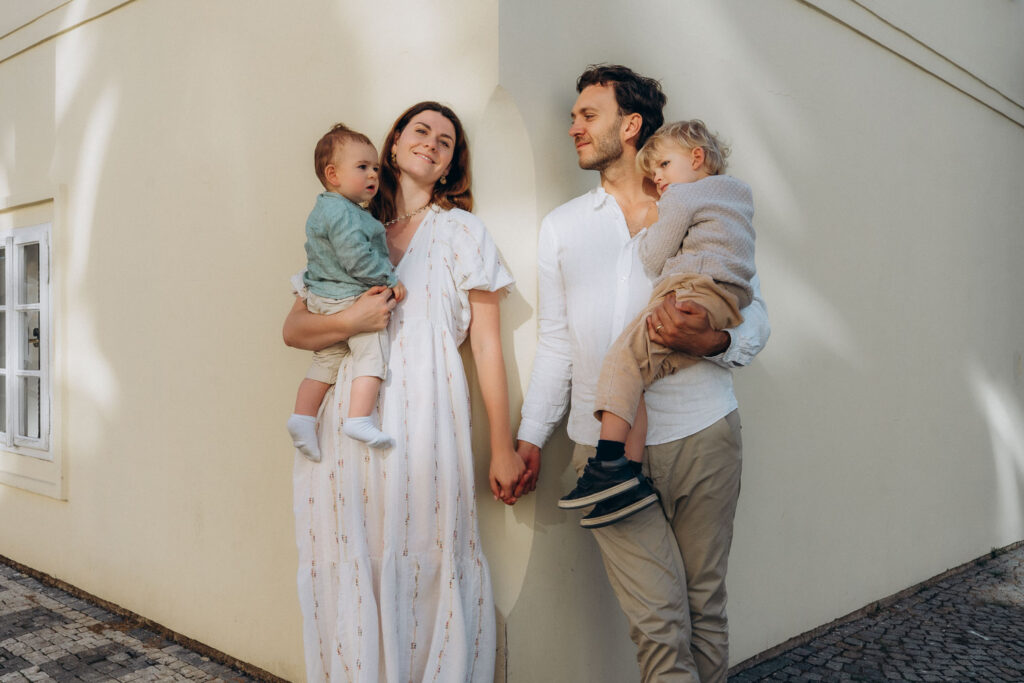 Family portrait session near Charles Bridge in Prague
