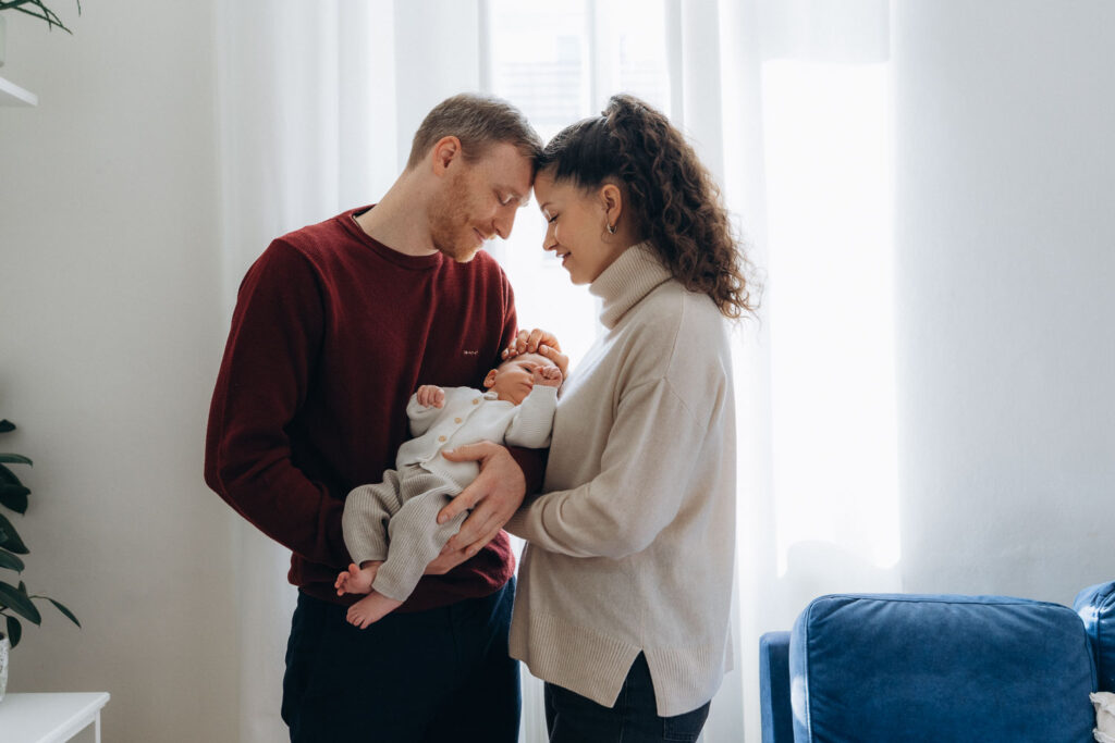 Newborn baby portrait at home with natural light in Prague