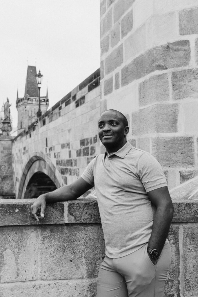 Portrait photography of a man in Prague streets