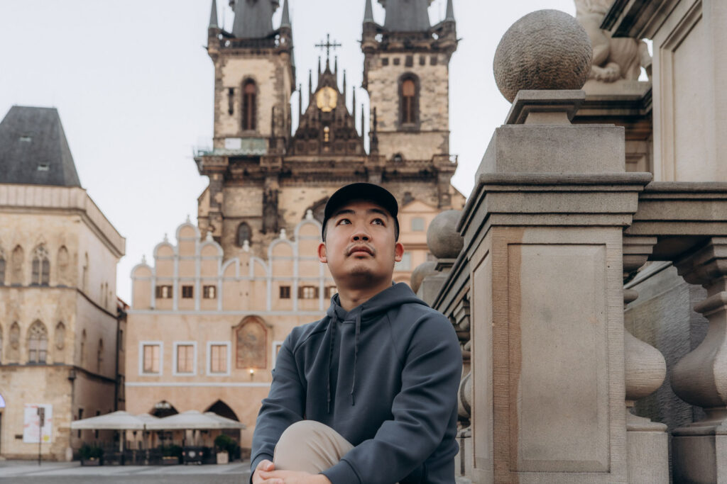 Male portrait photoshoot in Prague city centre