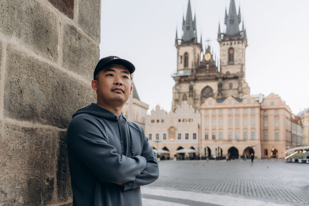 Male portrait photography in Prague historic centre