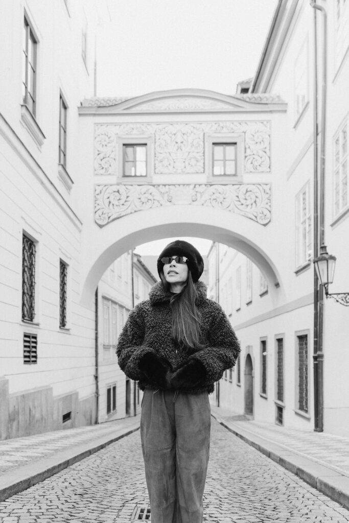 Portrait session in historic streets of Prague