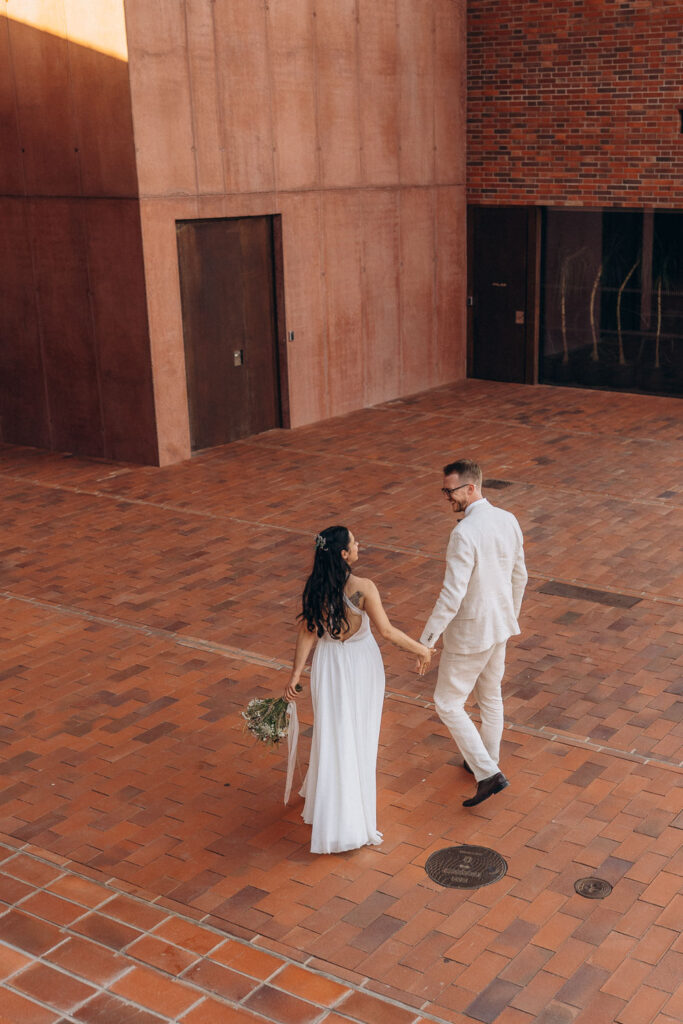 Wedding portraits of bride and groom in Pardubice near Prague