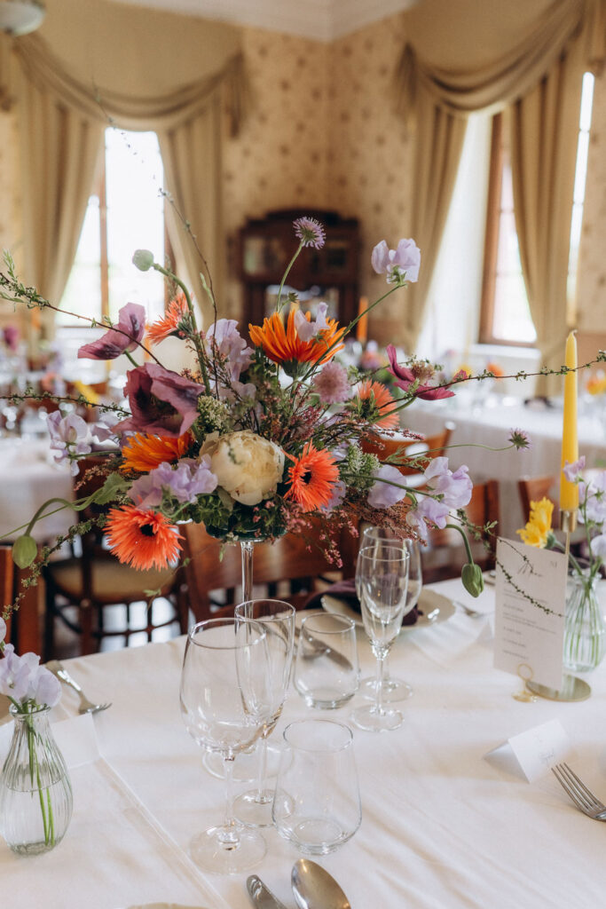 floral decoration at wedding venue near prague