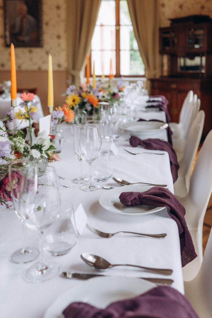 table deatils at wedding venue near prague
