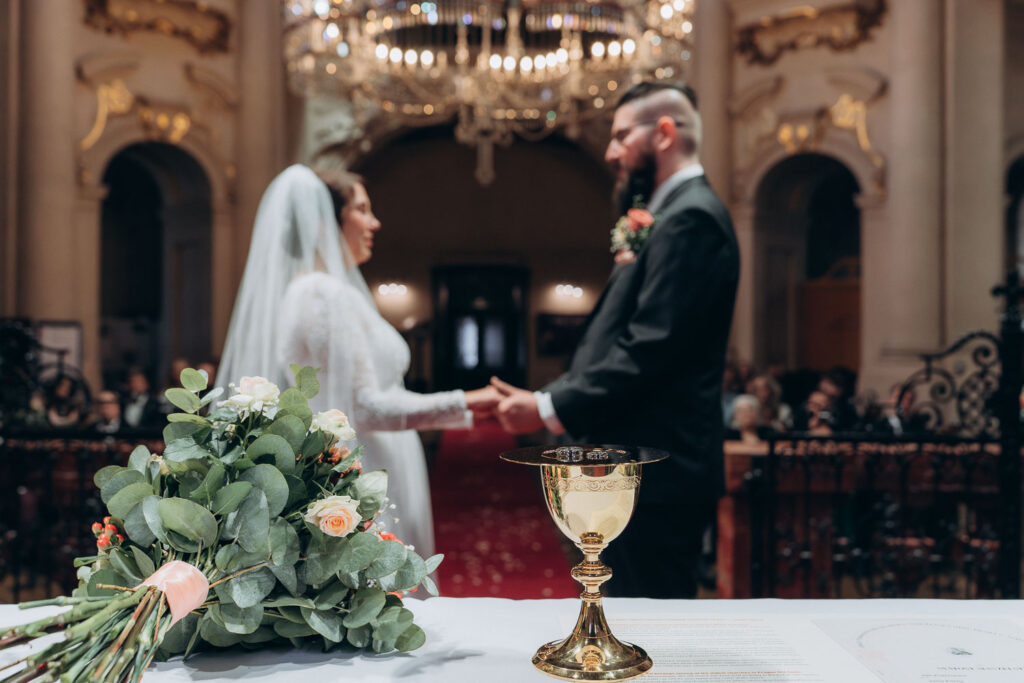 Church wedding ceremony in Prague Old Town Square